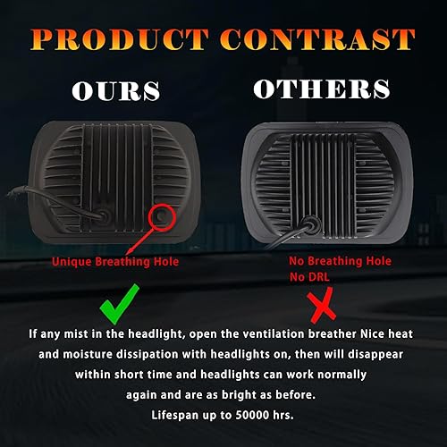 Miniatura 4 de Faros delanteros LED 7x6 5x7 H6054 H5054 6052 6053 HiLow Sealed Beam blancoámbar Halo compatible con Jeep XJ YJ Express Pickup Reemplazo