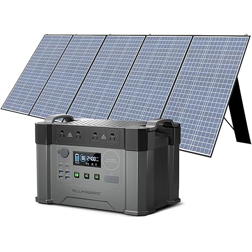 ALLPOWERS S2000 Pro Portable Power Station with SP037 Panel Included, 1451.6Wh MPPT Solar Generator 2400W with Portable Solar Panel 400W for Outdoor Camping Home Emergency