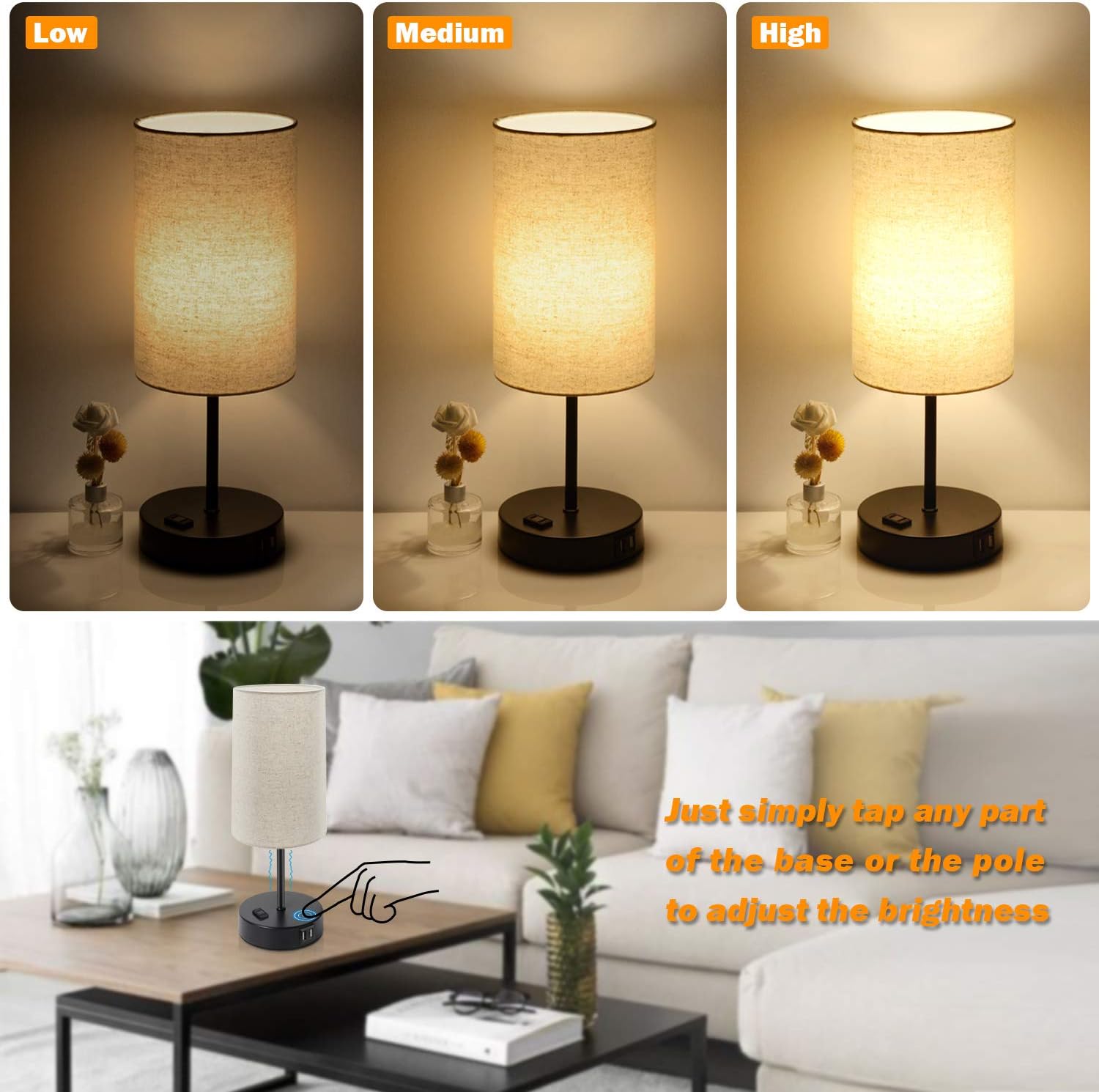 Nеw Dеаl Set of 2 Touch Control 3-Way Dimmable Table Lamp with 2 USB Ports Modern Nightstand Lamp with AC Outlet Bedside Lamps with Fabric Shade Desk Lamp for Living Room Bedroom Hotel, Cream, Bulbs Included Buу 1 gеt 1 Set of 2 Touch Control 3-Way Dimmable Table Lamp with 2 USB Ports Modern Nightstand Lamp with AC Outlet Bedside Lamps with Fabric Shade Desk Lamp for Living Room Bedroom Hotel, Cream, Bulbs Included