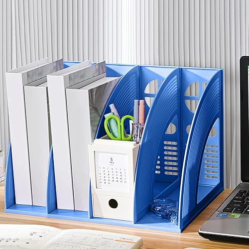 Miniatura 6 de Marte Vanci Soporte de archivos de revistas, carpeta vertical de polipropileno, organizador de escritorio, almacenamiento de plástico, resistente,