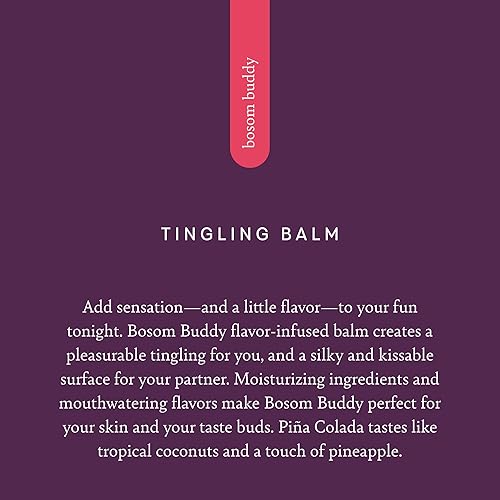 Miniatura 3 de Pure Romance Bosom Buddy Bálsamo para labios y pezones con sabor a hormigueo, fruta del dragón, 0.35 onzas