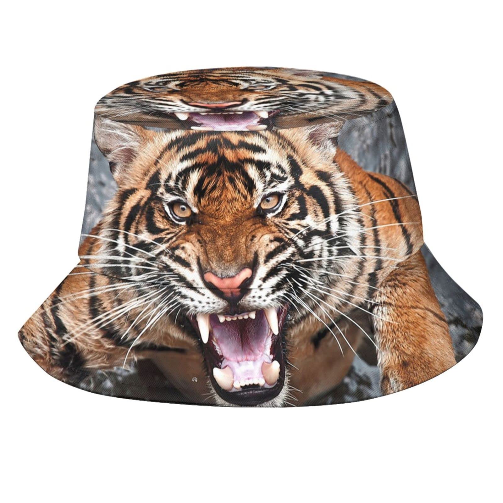 Tiger Bucket Hat for Women Men Casual Sun Wide Brim Cap Packable Outdoor Fisherman Hat, Tiger-6, One size