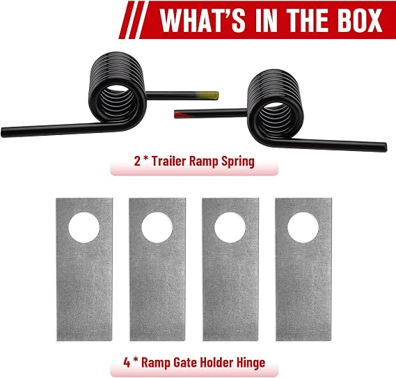Trailer Ramp Spring & Gate Holder Kit RS16933LH RS16933RH Coil Springs + 4 Weld-On Steel Hinges for 1.5 Shaft