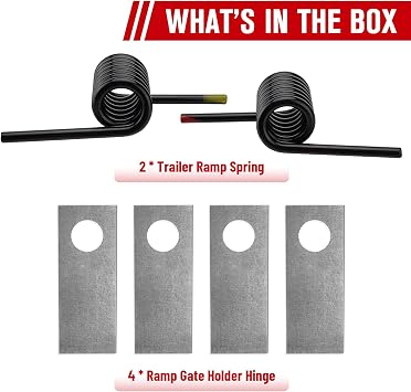 Trailer Ramp Spring & Gate Holder Kit RS16933LH RS16933RH Coil Springs + 4 Weld-On Steel Hinges for 1.5 Shaft