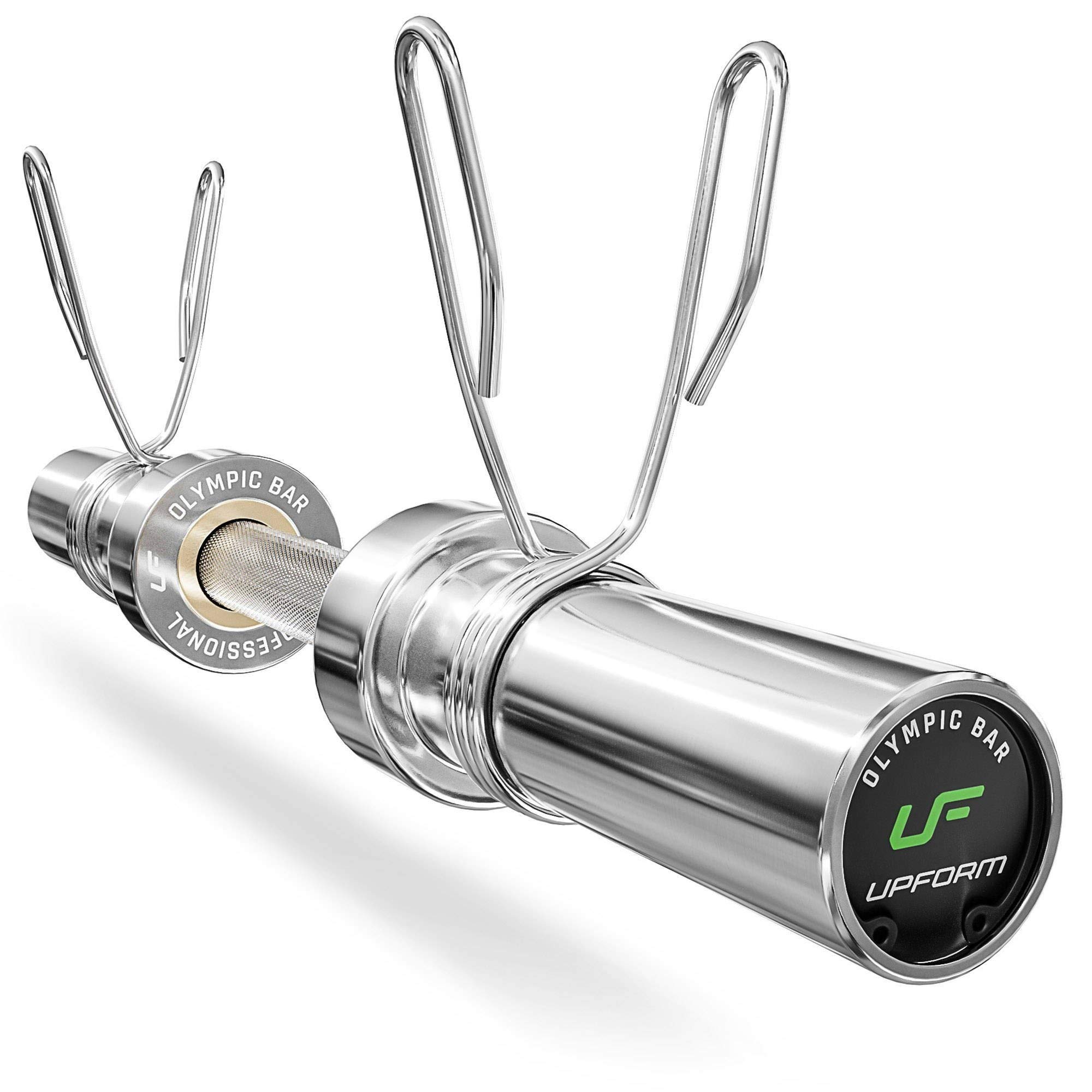 Barre d'haltères Marbo Sport Olympia 50 mm - barre d'haltères 180 cm, barre d'haltères 150 cm, barre d'haltères 120 cm, barre SZ 120 cm, barre super SZ 120 cm et barre d'haltères 50 cm - chromée et moletée avec serrures à ressort