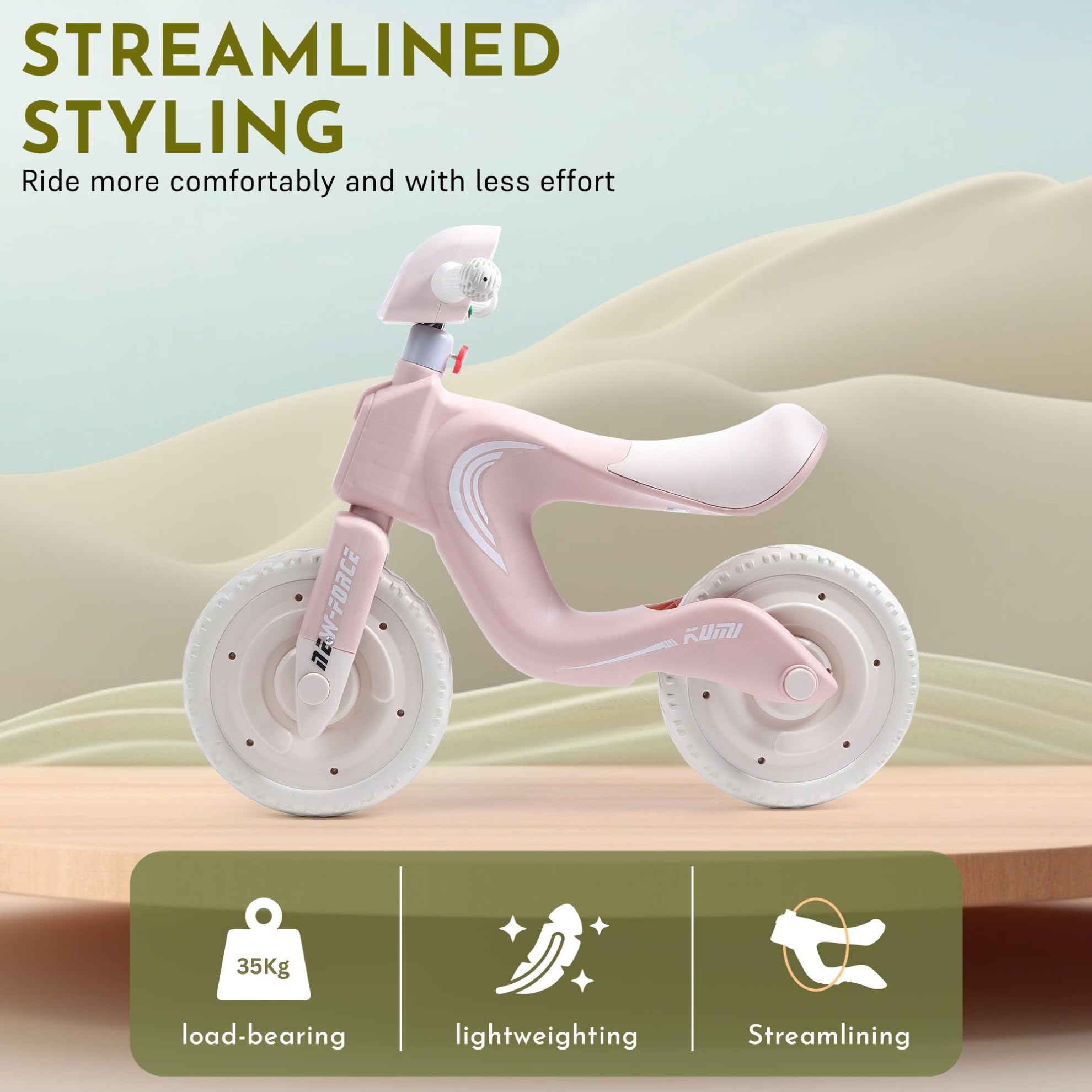 Balance Bike Learning Bicycle/Sliding Bike for 3-8 Years Old Toddlers Kids with Colorfull Lighting & Music for Birthday. (Pink) - Image 2 thumbnail