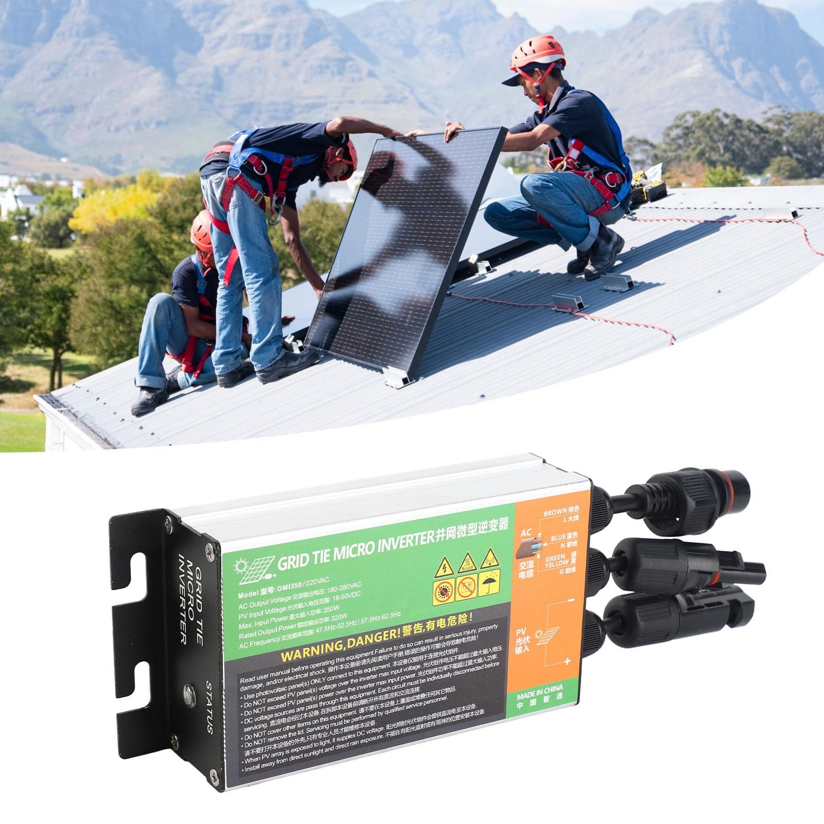 di Generazione di Energia Ad Alta Efficienza con Inverter a Onda Sinusoidale Pura da 350 W per Casa e Azienda Lega di Alluminio AC220V