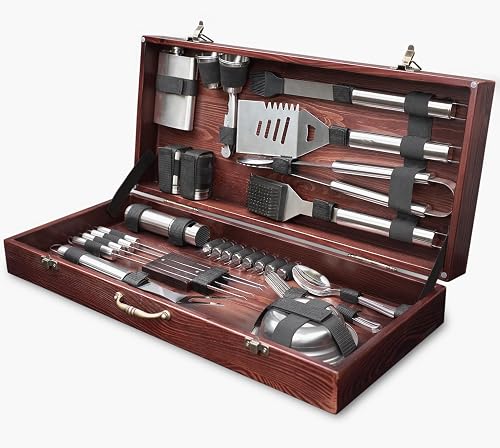 VIKINGCREATE 39-Piece BBQ Grill Tool Set with Wenge Wood Case - Complete Stainless Steel Grilling Accessories Kit VIKINGCREATE 39-Piece BBQ Grill Tool Set with Wenge Wood Case - Complete Stainless Steel Grilling Accessories Kit