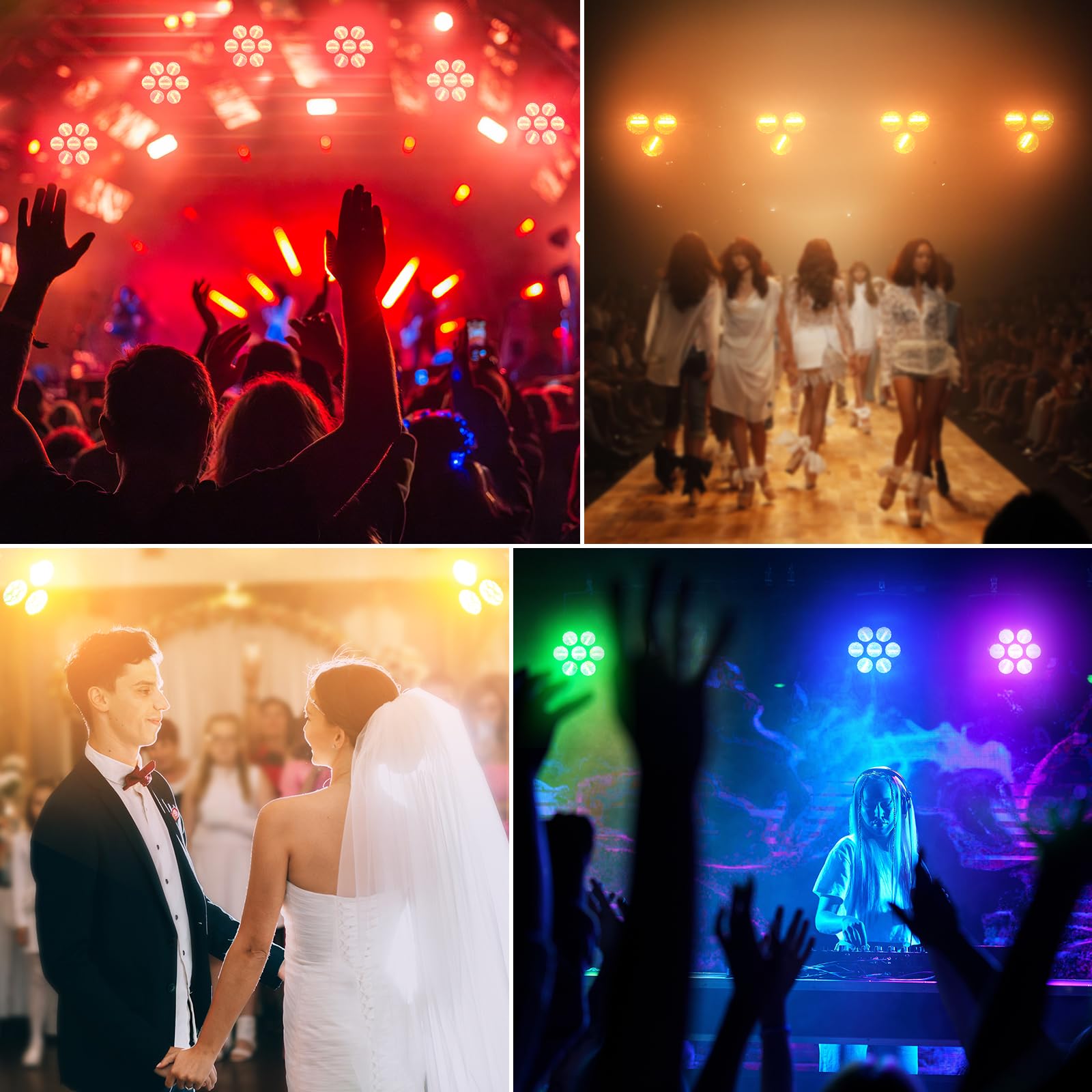 350W Par LED Scenico Lineare Vintage,7 LEDs COB Luce Calda + 189 LEDs RGB,Proiettore Luci da Palco Controllo DMX512,Illuminazione Discoteca per Feste Bar DJ Matrimonio Concerti Halloween Natale,2PCS