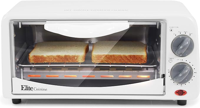 Amazon.com: ETO-113 Elite Cuisine ETO-113 Maxi-Matic Horno tostador de 2  cortes con temporizador de 15 minutos, blanco : Hogar y Cocina