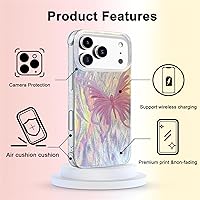 Vista 51 de I-MGAE-IN-AR - Funda diseñada para iPhone 12 y 12 Pro, diseño de mariposa plateada brillante, funda protectora de poliuretano termoplástico, suave