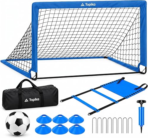 Kids Football Goal, Portable Soccer Training Set with Accessories
