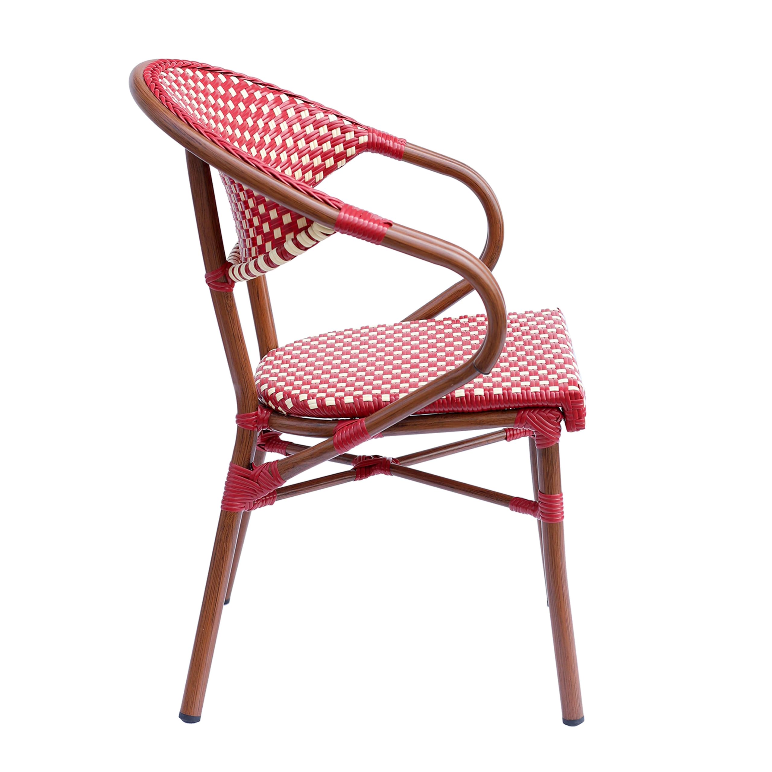 Oviala Fauteuil de terrasse bistrot Parisien en Aluminium Rouge