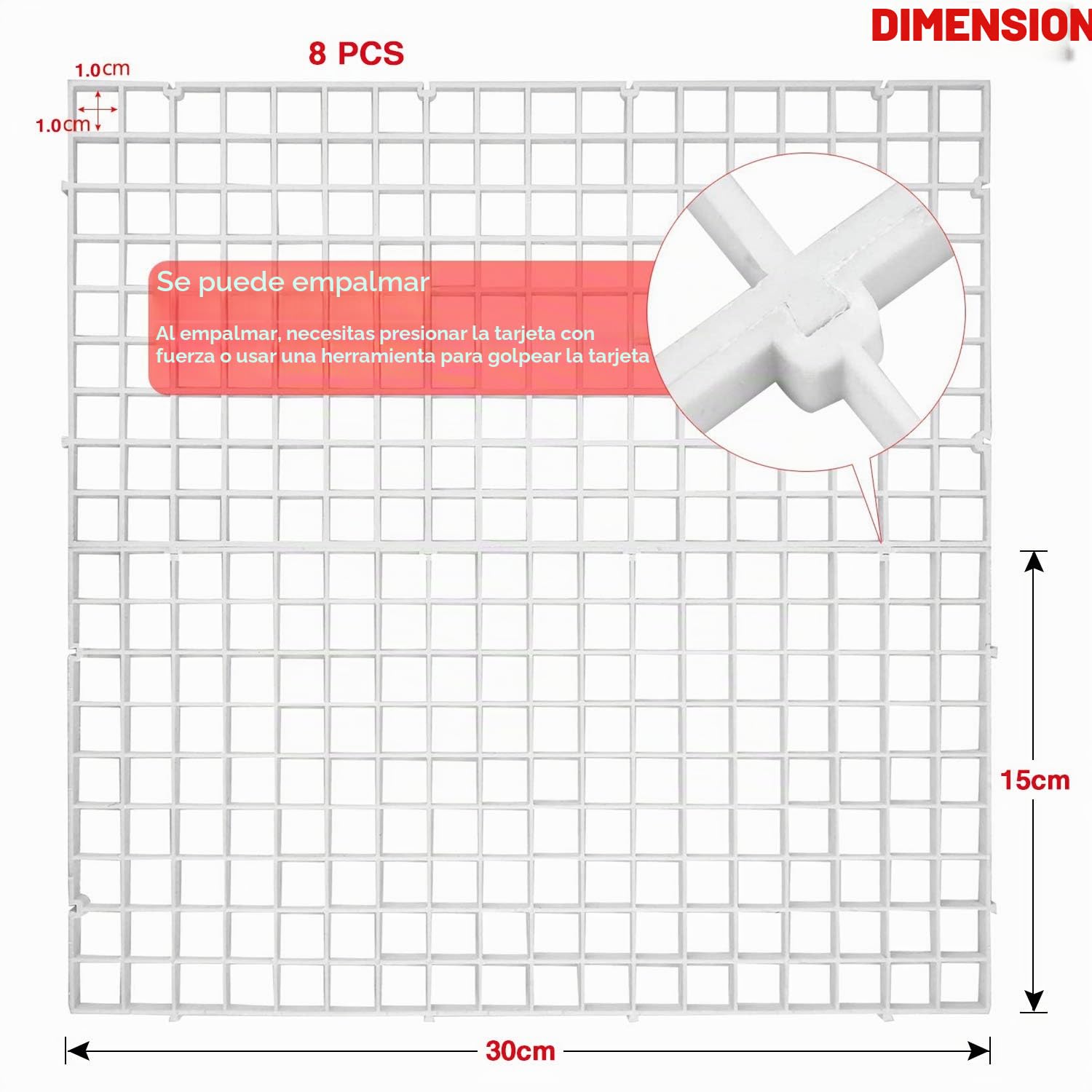 Separador de acuario de 8 piezas, color blanco, plástico, red y divisor, con 16 ventosas