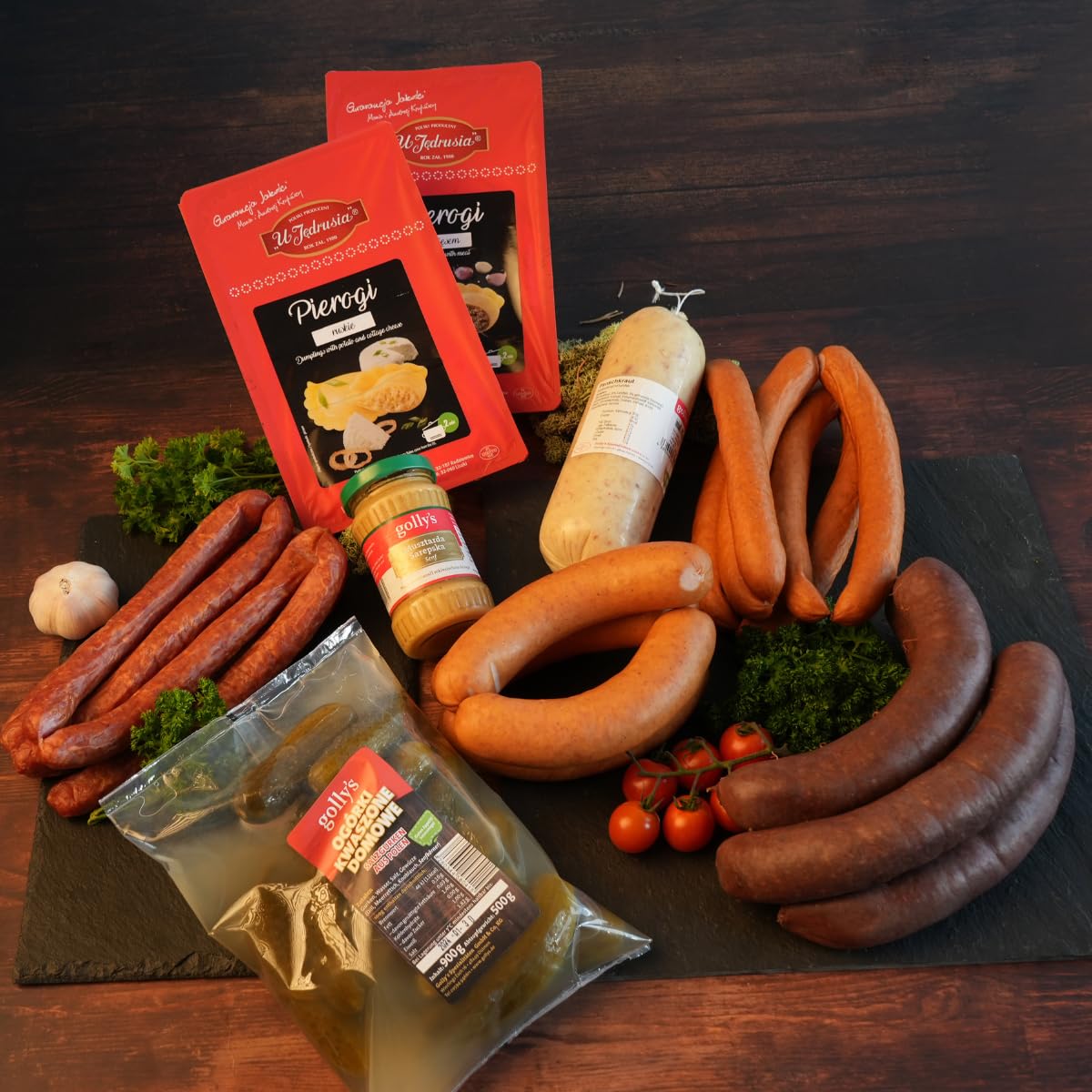Polnisches Wurstpaket S – Traditionelle Spezialitäten aus Polen mit Krakauer, Schlesischer, Pierogi & Salzgurken – Feinkost Box von golly’s