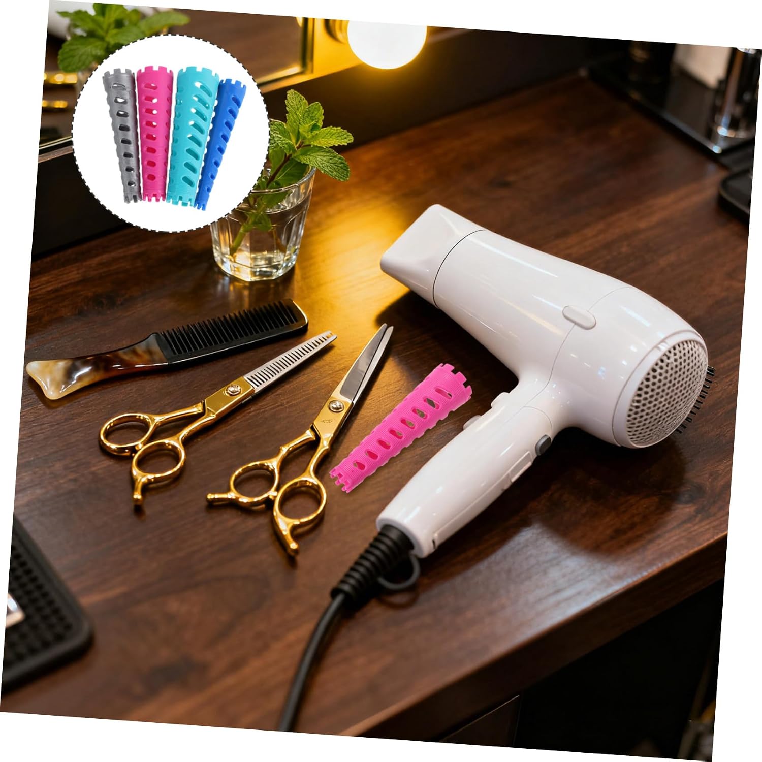 POPETPOP 48pcs Small Plastic Perm Rods for Tight Spiral Curls, 4.2 Inch Hair Curling Supplies Set, Cold Perm Styling Tools for Salon and Home Use