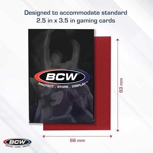 Miniatura 3 de BCW Elite2 - Fundas para tarjetas mate, color rojo, parte delantera antirreflejos, parte trasera texturizada, se adapta a tarjetas estándar de 2.5 x