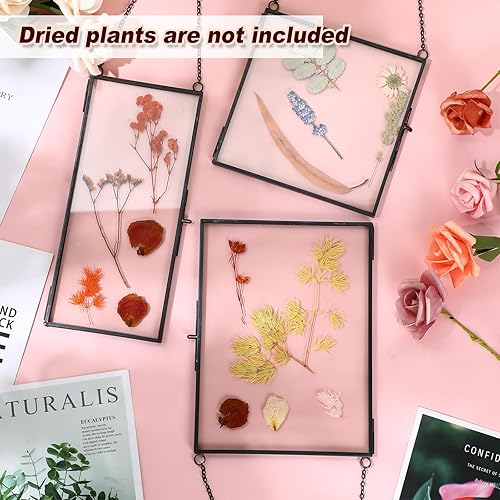 Miniatura 5 de Paquete de 9 marcos de vidrio negro para flores prensadas de 6 x 6, 6 x 8, 4 x 9 pulgadas, marco de fotos flotante de arte, marco de exhibición de