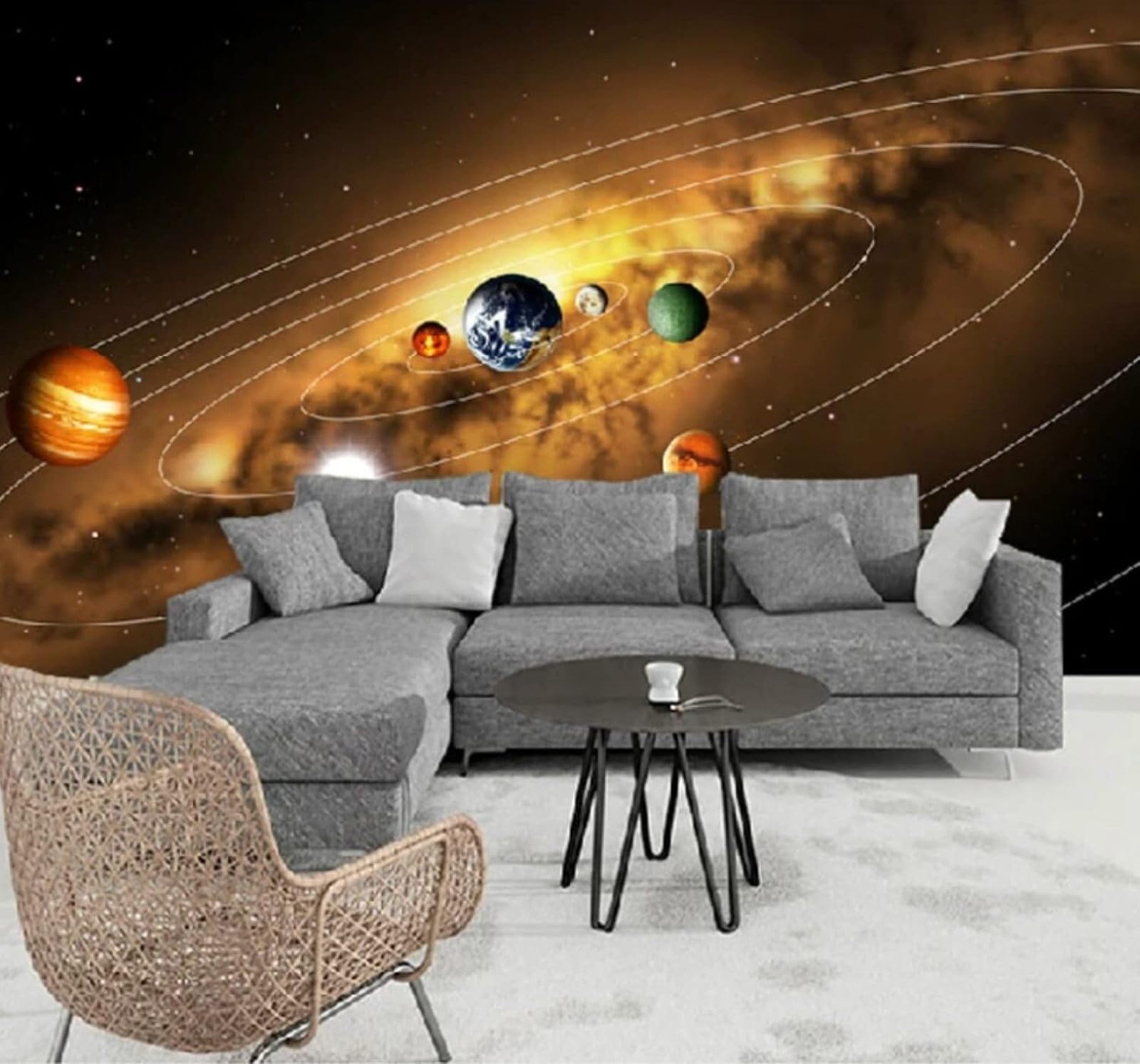 Xlming 250Cm×170Cm(B×H) Three Dimensional Universe Starry Sky Planets Personalised 3D Wallpaper Luxury Home Dining Decor Paste Sofa Living Room The Wall For Bedroom Mural-250Cm×170Cm
