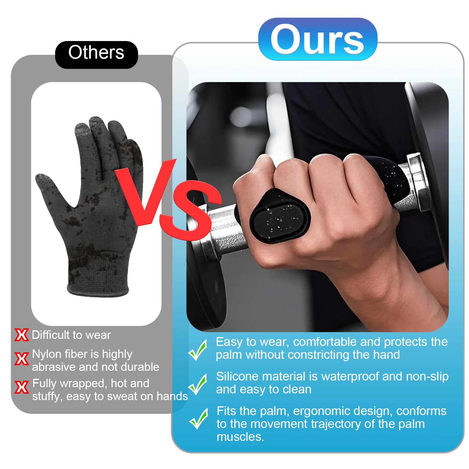 Gym Rypt Grip, Durable Rubber Gym Grips Fingerless Workout Gym Gloves - For Men And Women's Crosstraining, Palm Grips, Hand Protection, Weight Lifting - View #9