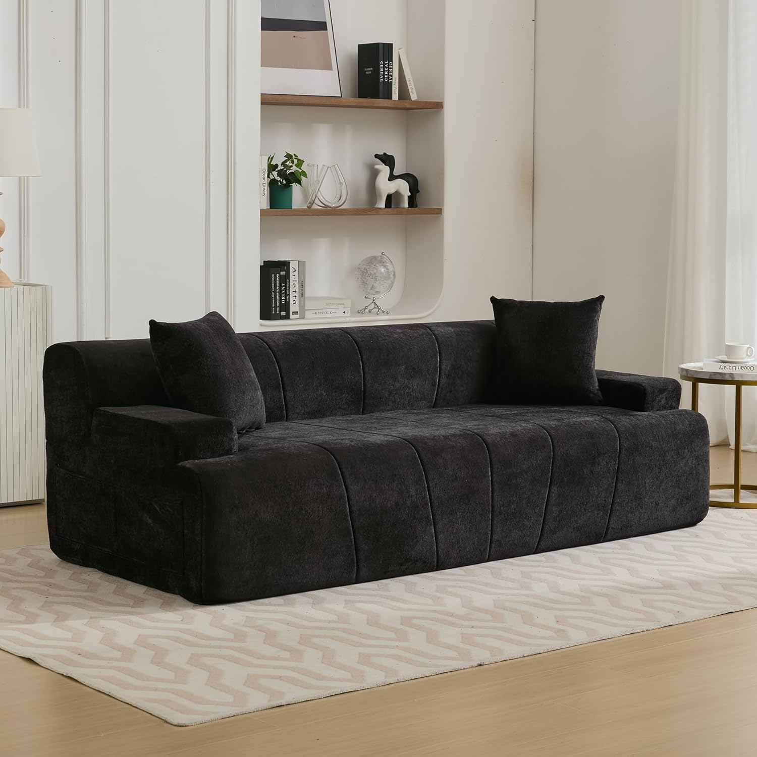 83.46'' Loveseat Sofa with High Density Foam Couch and 2 Pillows Included, No Assembly Required, for Small Space (Gray)
