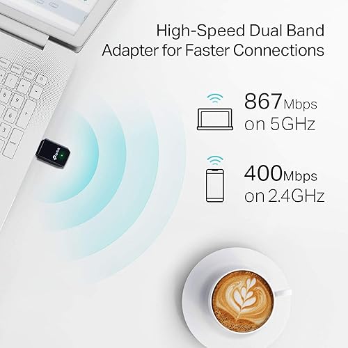 Vista 2 de TP-Link Adaptador WiFi USB AC1300 (Archer T3U) - Adaptador de red inalámbrica de doble banda 2.4G/5G para PC de escritorio, MU-MIMO WiFi Dongle, USB