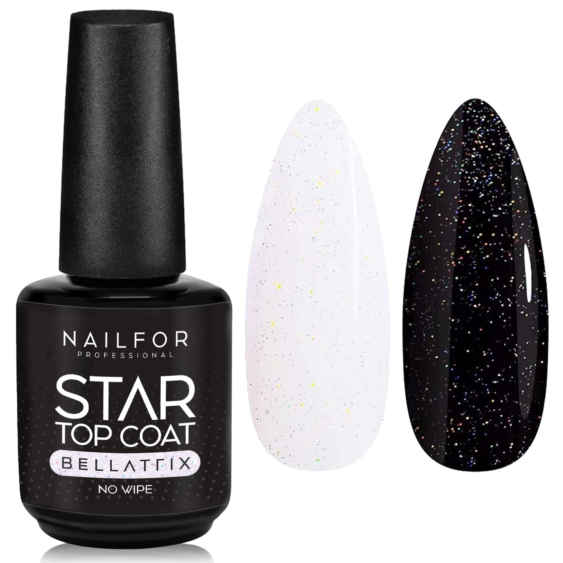 NAILFOR Star Top Coat Bellatrix - 15ml Sigillante Gel Professionale No Wipe Unghie Glitter Riflessi Luminoso Brillante Da Star