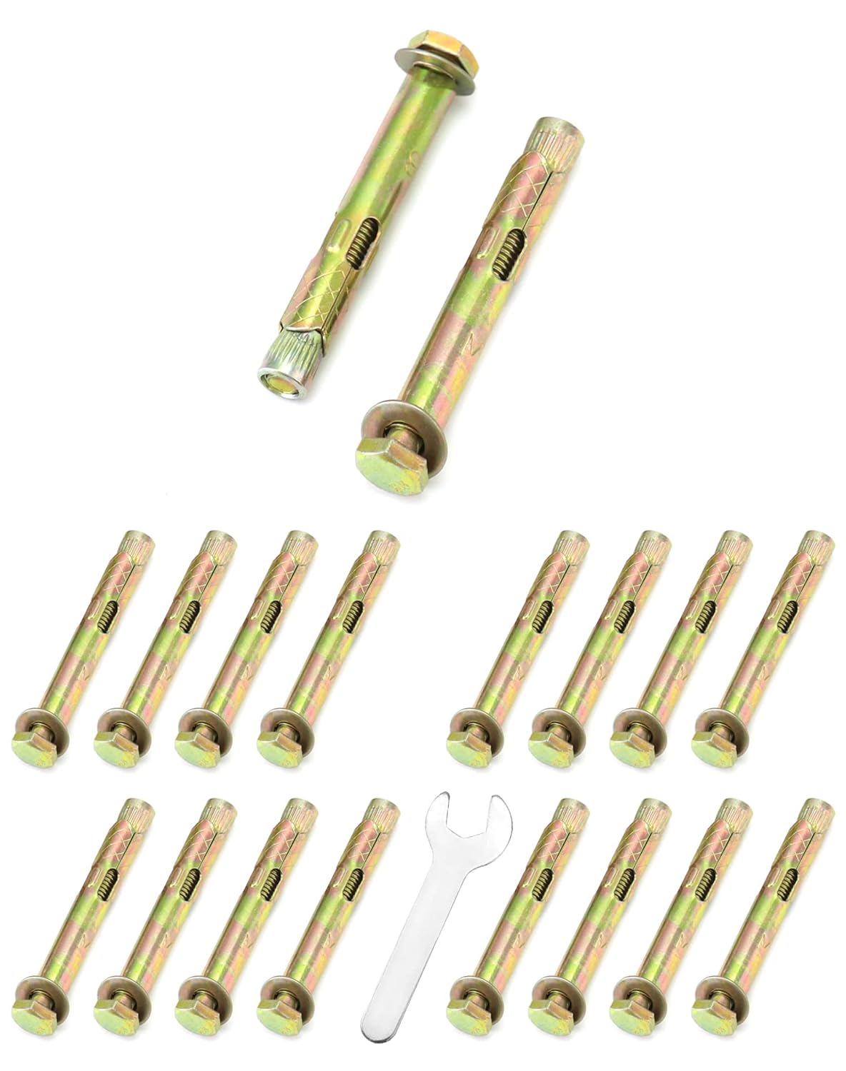 QWORK® 18 Pack Expansion Screw Bolts, M6 x 8 x 60 mm Hex Bolt Sleeve