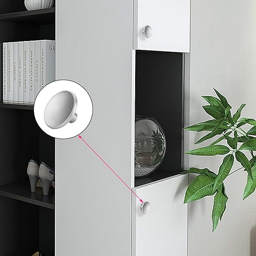Miniatura 5 de goldenwarm Paquete de 10 pomos de níquel cepillado para gabinetes, accesorios de cocina, pomos redondos de cajón para gabinetes plateados, tiradores