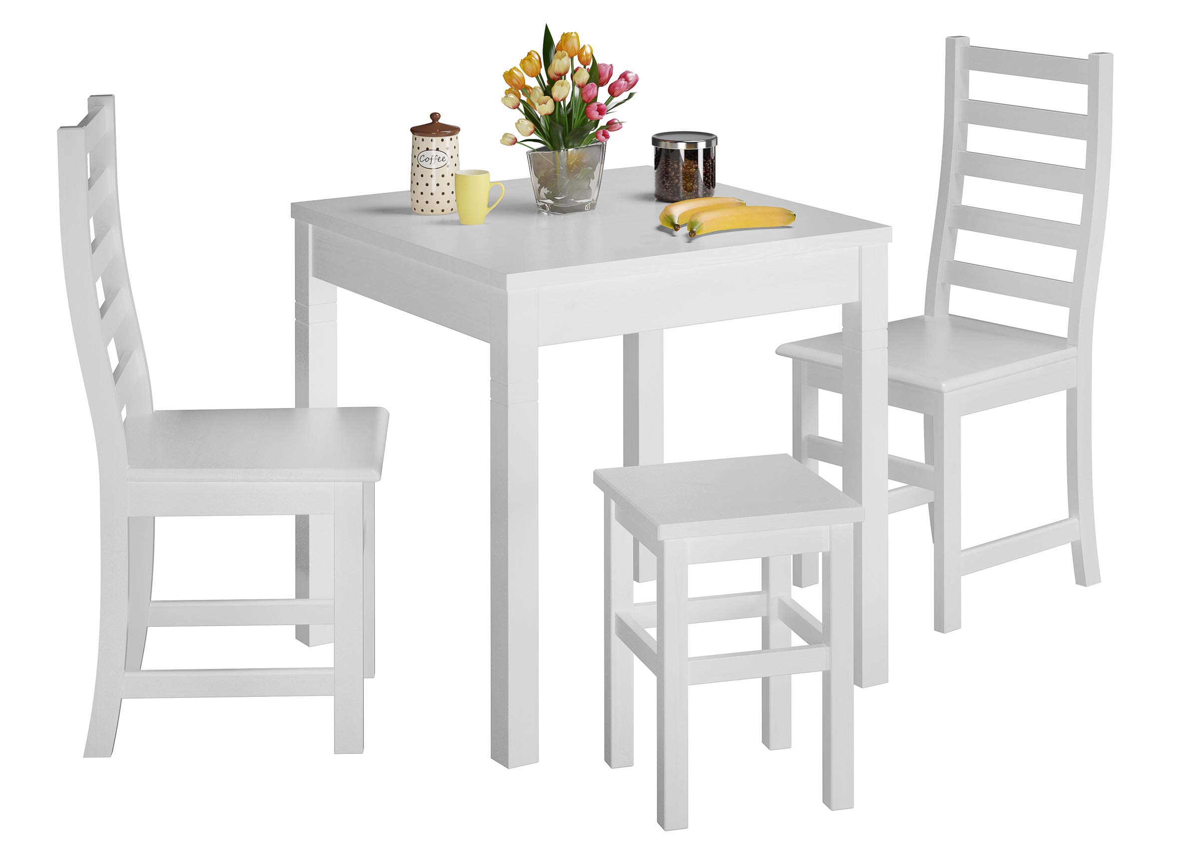 Erst-Holz Tabouret en Bois Massif sans Dossier en pin Massif Naturel ou Blanc V-90.71-41pin Blanc