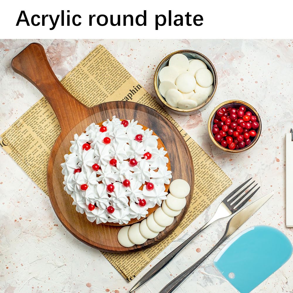 Aoreun 2 Pezzi Disco Torta in Acrilico, 20 cm Riutilizzabili Trasparenti Sottotorta Tondo Base per Torta Cake Board non Adesivi