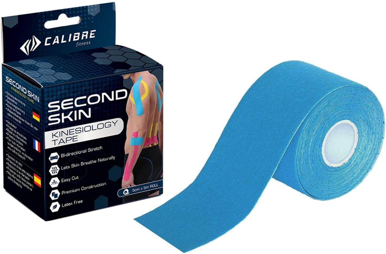 Calibre Fitness Second Skin Kinesiology Tape - Best Scientifically Developed Medical Grade Joint and Muscle Support with Staying Power - Enhanced Performance and Pain Relief - Manufacturer Guaranteed