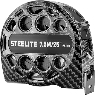 STEEELITE 25FT Stainless Steel Tape Measure - Waterproof Rustproof Retractable with Hollow Carbon Fiber Design