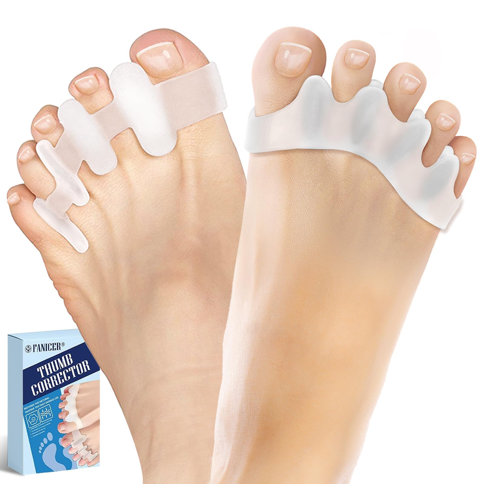 4 piezas Separador Dedos Pie, Corrector de dedos de Silicona, Enderezar dedos Torcidos o Superpuestos, Separadores de dedos para hombres y mujeres