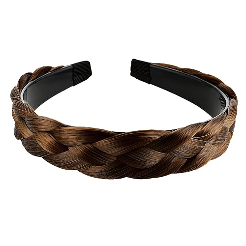 Diadema de 4 hebras de pelo sintético trenzado, diadema clásica, gruesa, ancha, trenzada, elástica, para mujeres y niñas, accesorio para el cabello