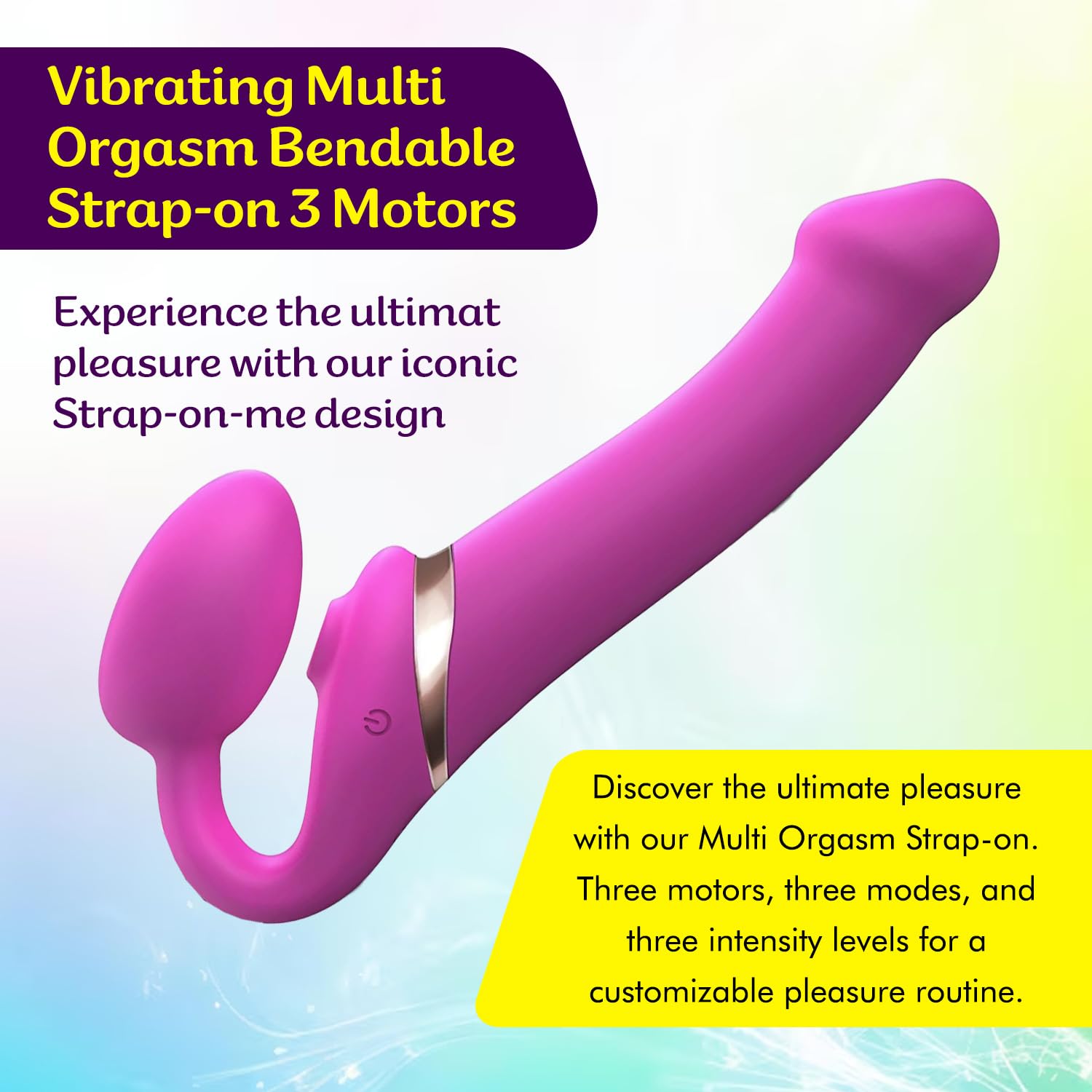 Strap-On-Me Strap-on Multi-Orgasmo Telecomandato 3 Motori – Tecnologia a Memoria di Forma – Tripla Stimolazione – Sex Toy Donna & Uomo in Silicone Morbido – Senza Imbrago, Impermeabile - Pink XL