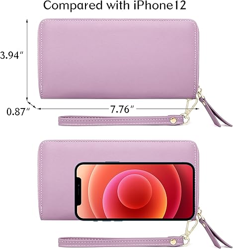 Miniatura 4 de VOCUS Cartera para mujer con bloqueo RFID y cremallera alrededor de la cartera de piel sintética grande de viaje con tarjetero de crédito con
