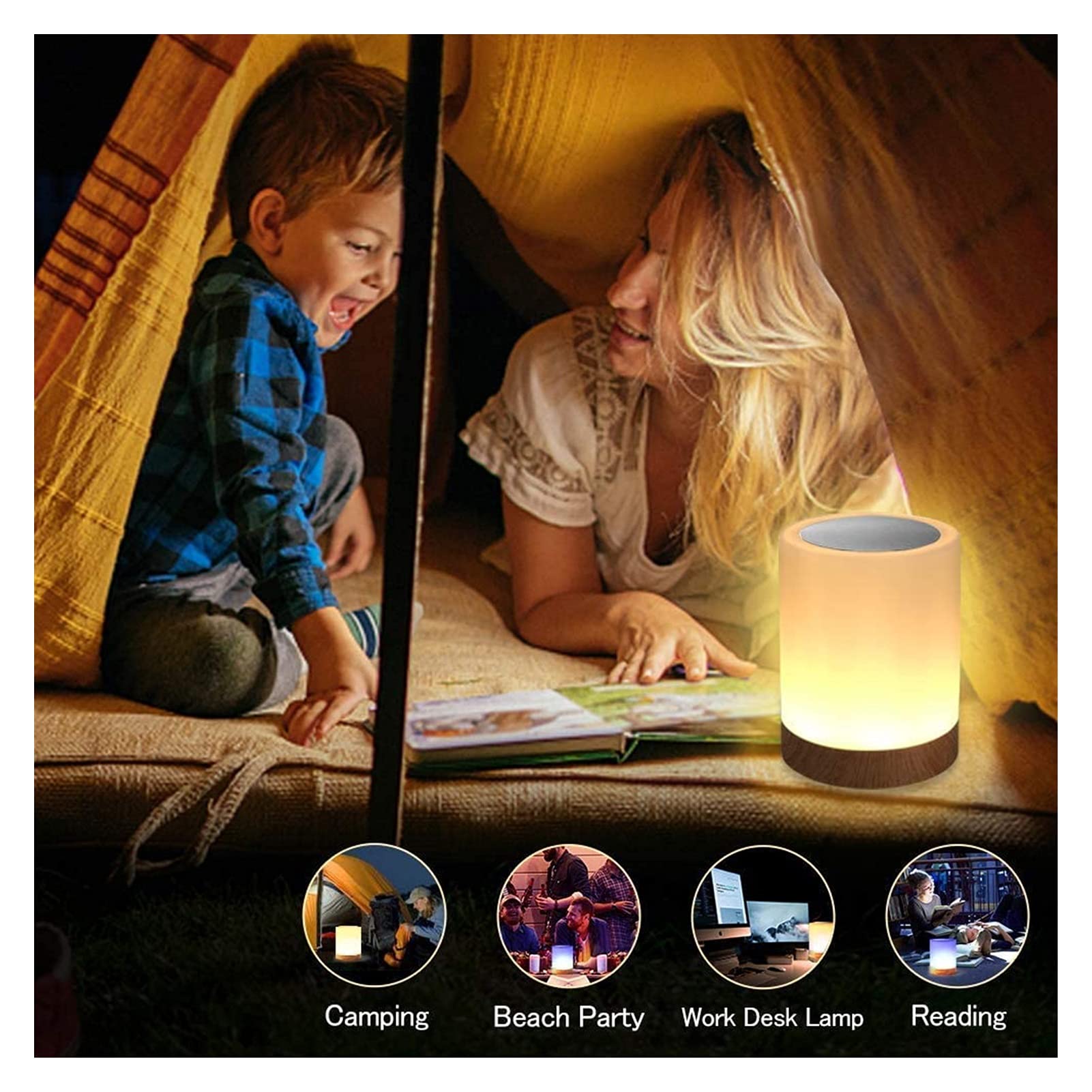 Veilleuse LED Rechargeable USB - Commande Tactile, RGB Dimmable - Portable Pour Chambre, Camping