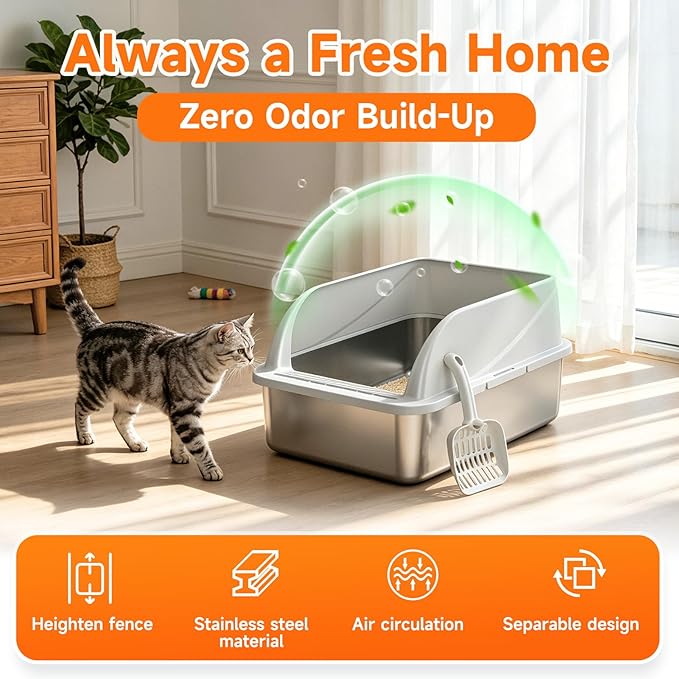 Bañera para gatos de acero inox. con pala, tamaño mediano miniatura 3