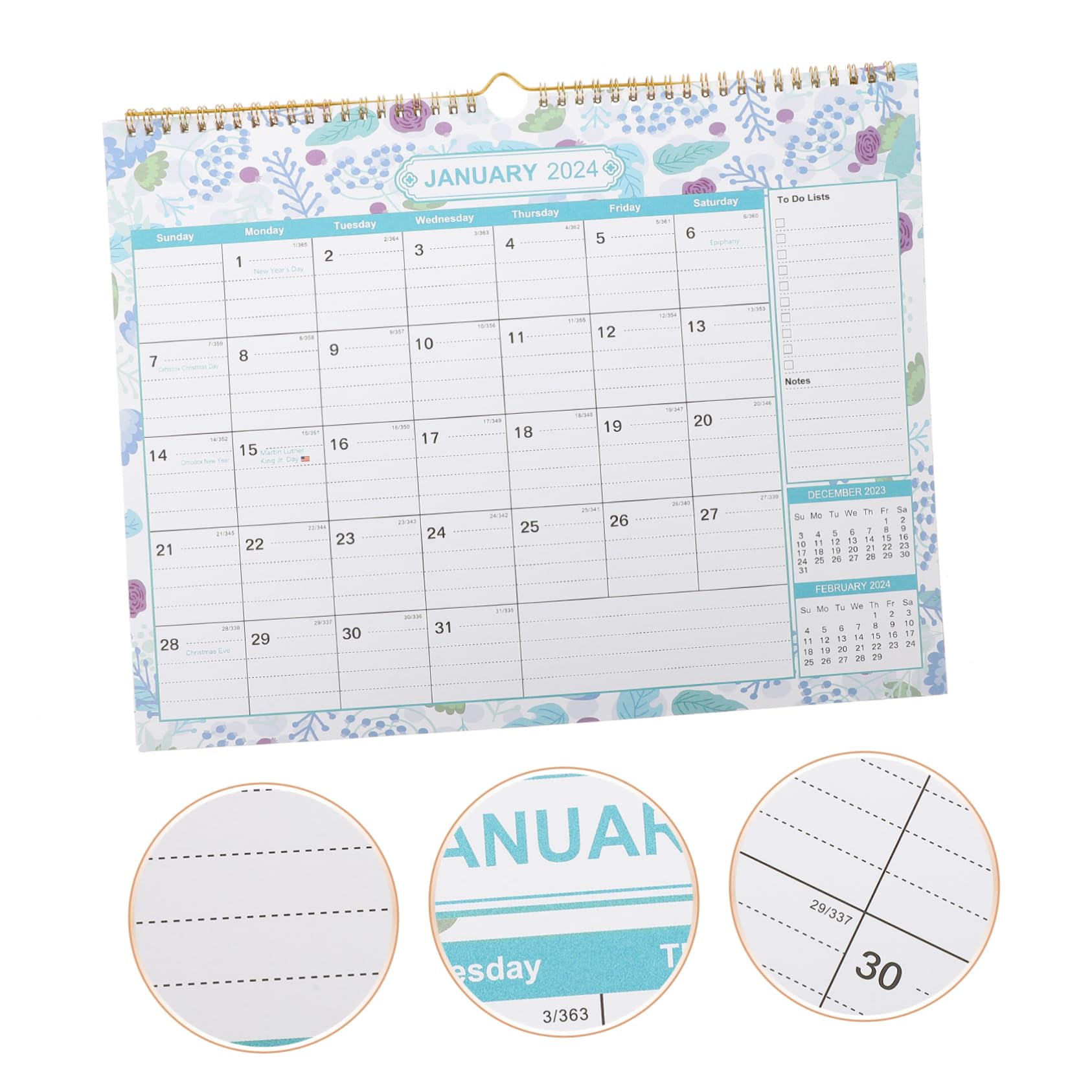 Tofficu 4stücke Hängender Monatskalender Für Zuhause Und Büro Monate Englischer Wandkalender Mit Klaren Druckseiten Für Notizen Feiertage Und Planung Vielseitig Einsetzbar Für Schule