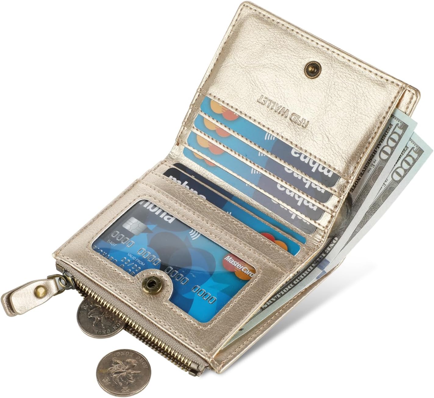 Lavemi Ultra Thin Small Compact Leather Womens Girls Wallets RFID Blocking Credit Card Holder for Women - Image 2