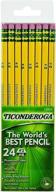 #2 Pencils, Wood-Cased, 6 24-Count Hang-Tab Boxes, Total 144 Pencils, Yellow (13924) (13924N)
