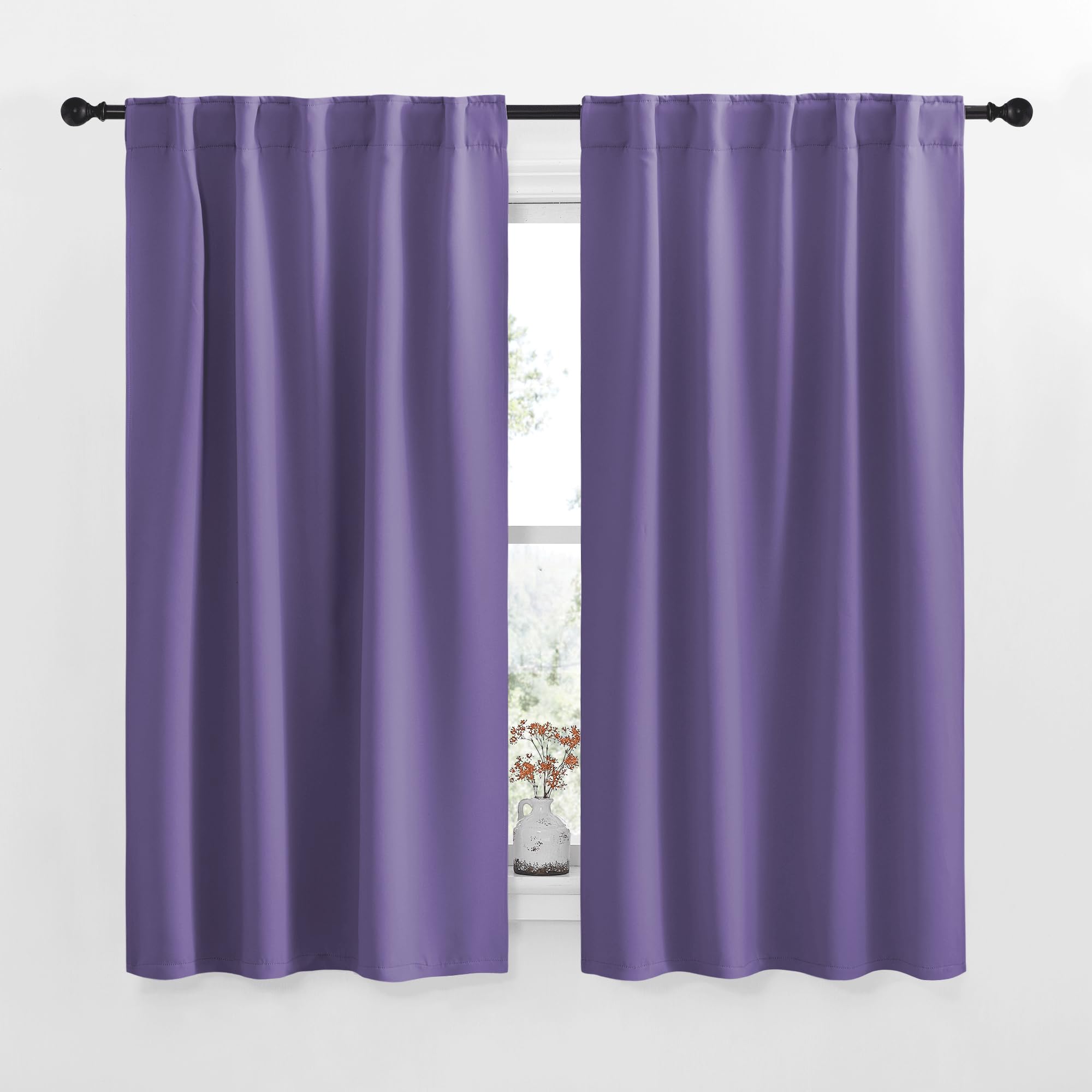 NICETOWN Blackout Curtain Panels for Living Room - (Lilac Blue Color) 34x48 inch, 2 Panels Set, Room Darkening Blackout Drapes for Window