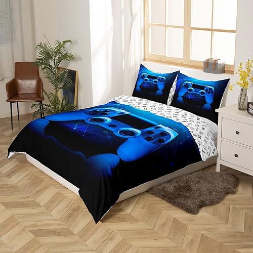 Miniatura 2 de Erosebridal - Juego de cama con estampado estilo ciencia ficción de control de videojuegos color azul, para niños, adolescentes y jugadores, funda