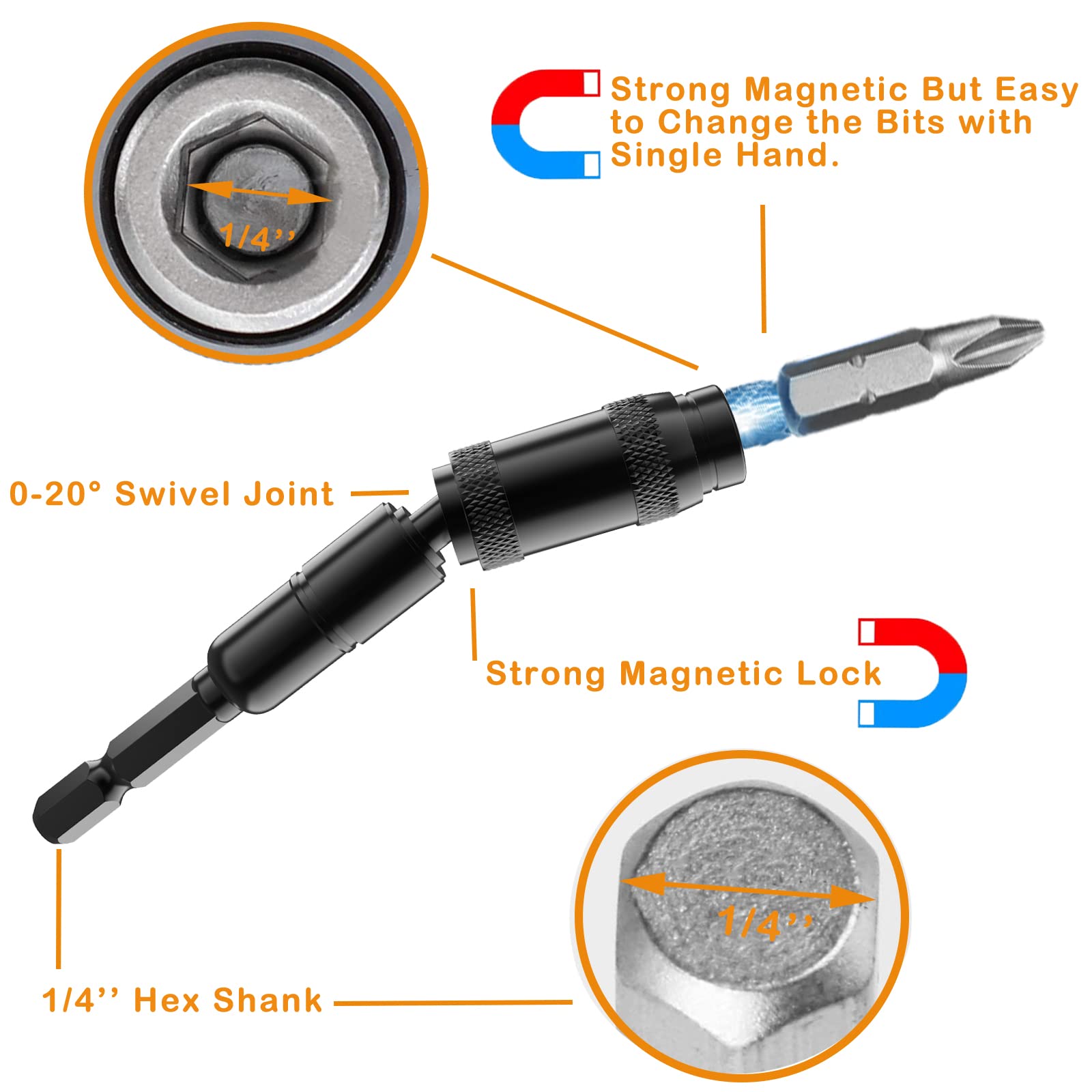 Lot De 6 Porte-embouts Magnétiques à Changement Rapide Avec