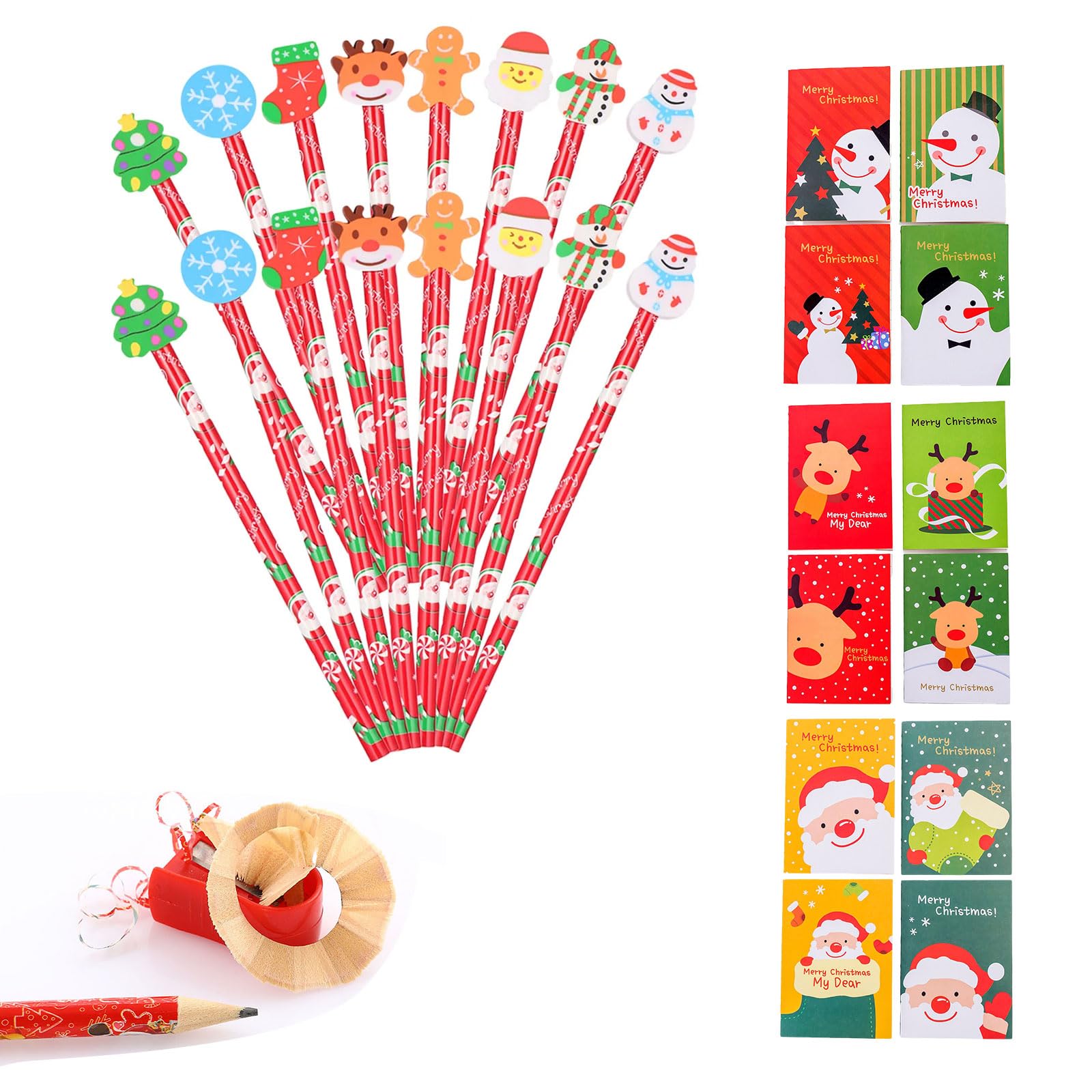 Estuche De Silicona 2 En 1 De Navidad – Set De Papelería Con 12 Lápices Borrables, 4 Miniblocs Y Estuche Kawaii De 19x7 Cm, Regalo Ideal Para Fiestas