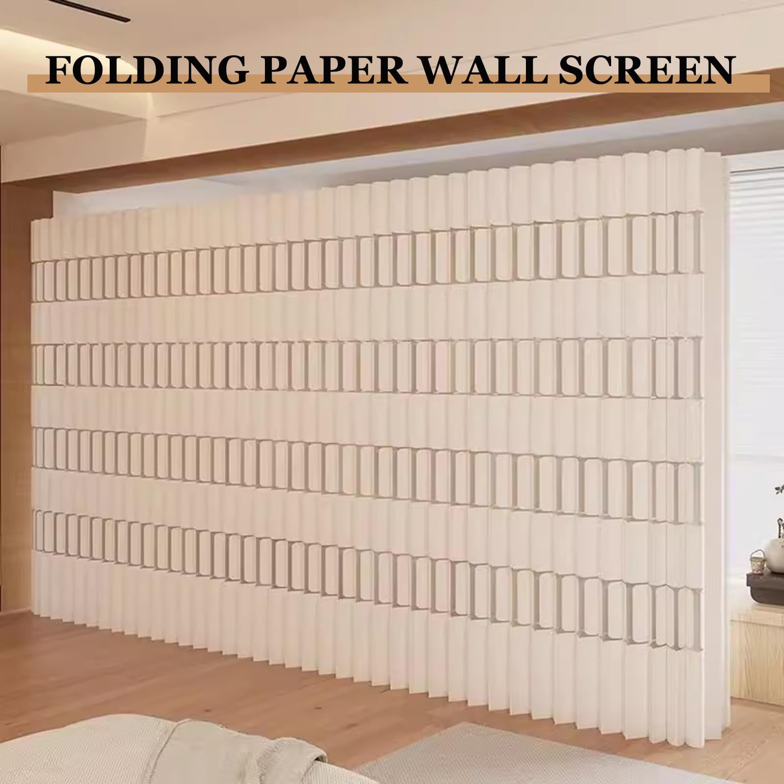 Biombo Separador Divisor De Habitación De Papel Kraft, Pantallas De Privacidad Plegables Para Oficina En Casa, Divisor De Habitación Retráctil De 6-16 Pies, Pared Decorativa Independiente(3x1.6 m/9.84