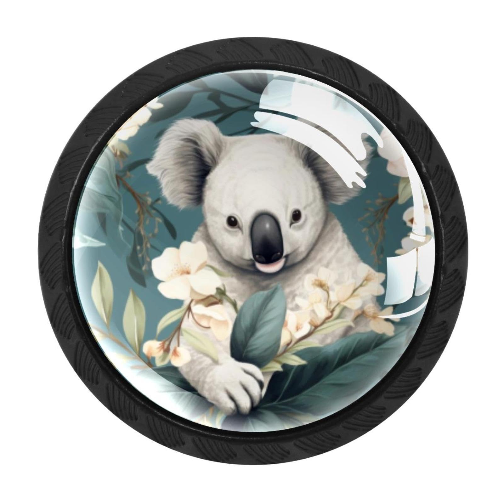 CHENZZZZ 4 Pieces Koala Drawer Knobs, 35mm Black Kitchen Cabinet Knobs, Drawer Pulls and Knobs, Glass Cabinet Hardware Single Hole Knob for Cabinets and Drawers Round