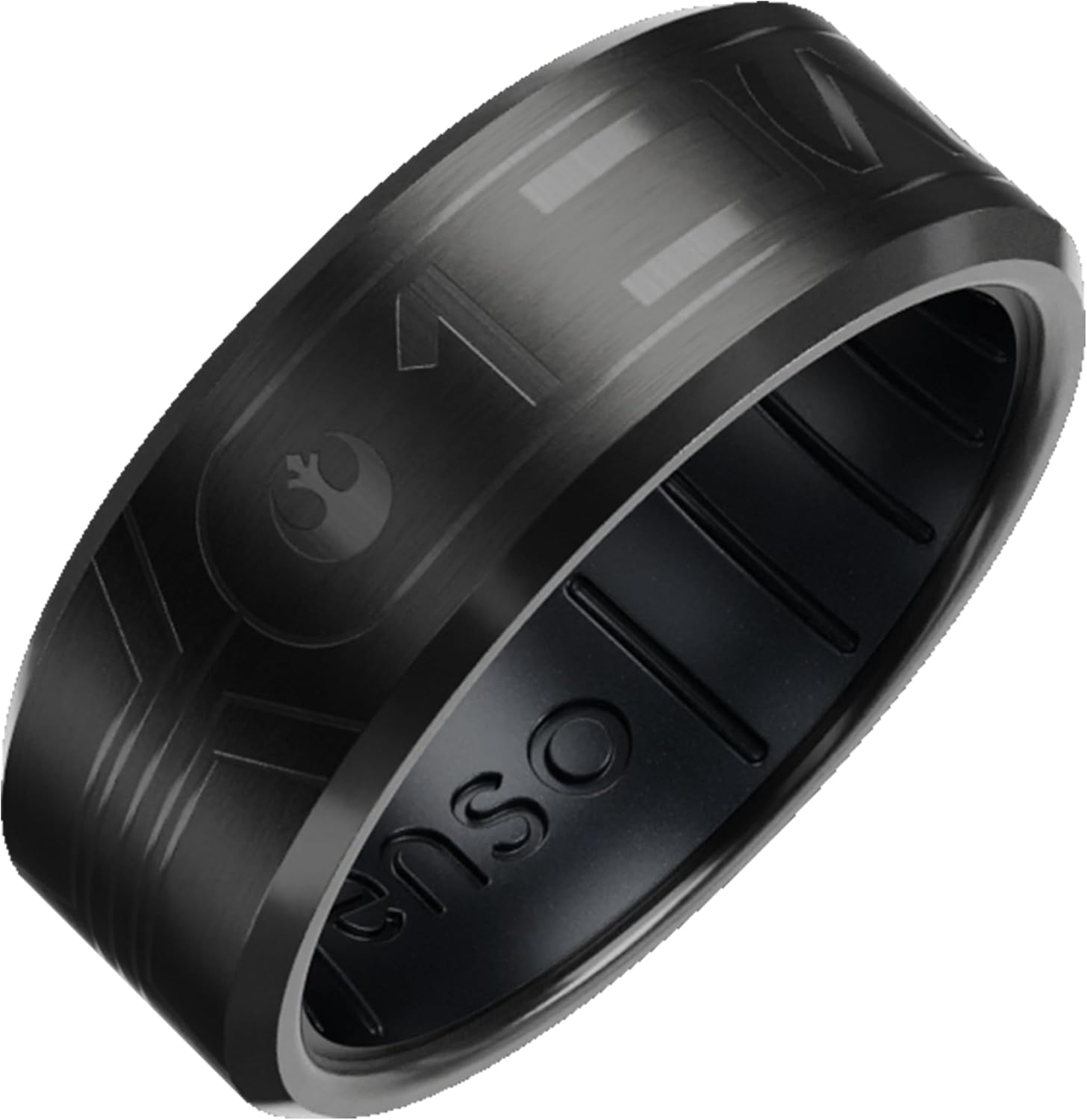 Enso Rings Bevel Hybrid Ring - Durable Brushed Outer Metal - Comfortable and Premium Inner Silicone Rings