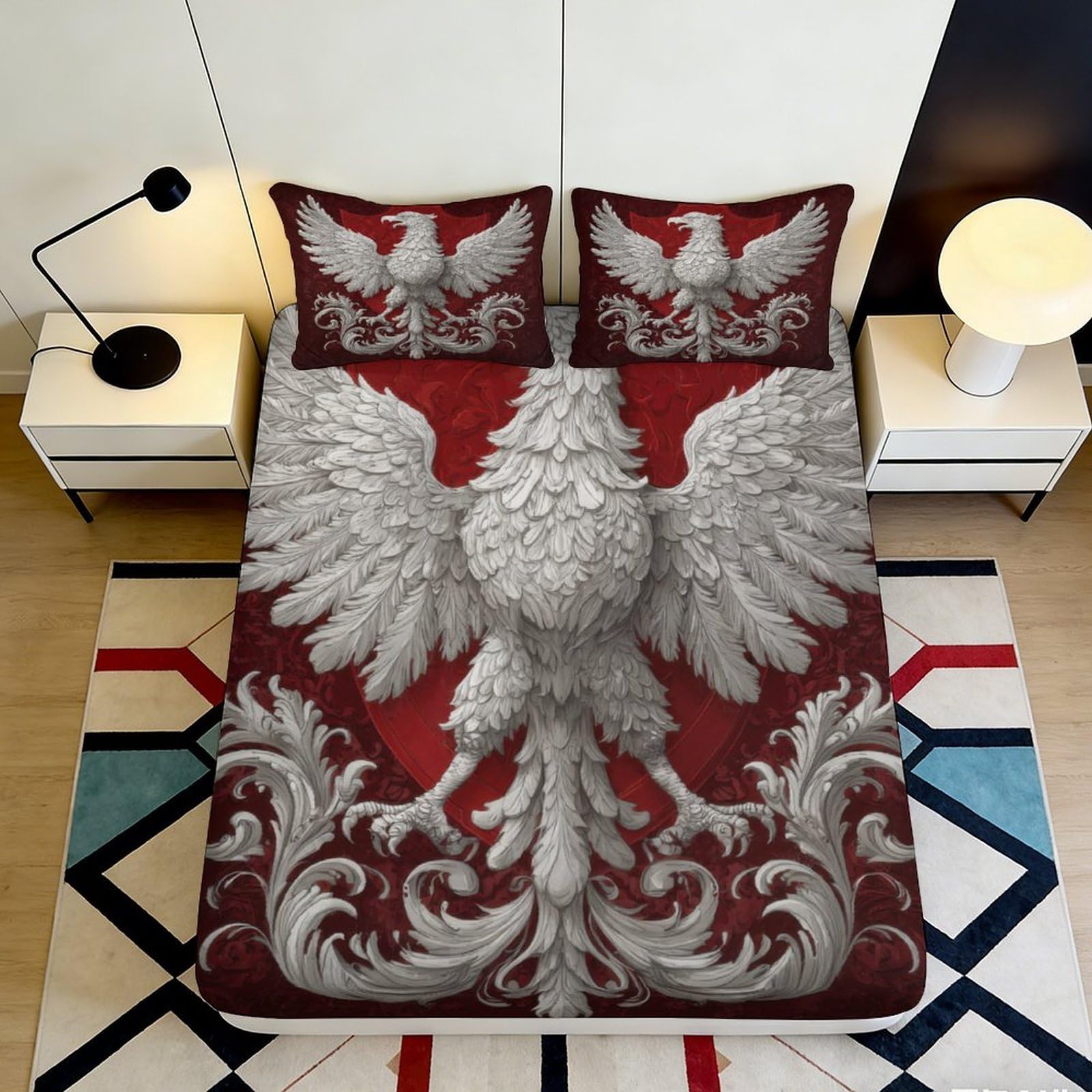 3D Printed Vintage Eagle Fitted Sheet Microfiber Deep Pocket Non-Slip Bedroom Set Eagle Mattress Fitted Cover Washable 90x200x25cm